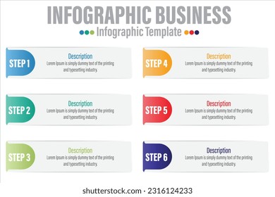 6 pasos, seis opciones 6 elementos de forma Nota de papel con pasos, hoja de ruta, opciones, hito, línea de tiempo, procesos o flujo de trabajo.Visualización de datos empresariales.Plantilla de infografía de pasos creativos para la presentación.