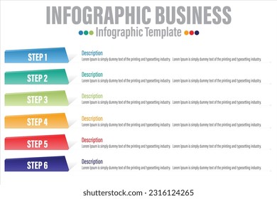 6 Steps, six 6 option Paper note shape elements with steps,road map,options,milestone,timeline,processes or workflow.Business data visualization.Creative step infographic template for presentation.