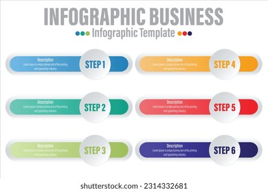6 Steps, six 6 option scroll bar elements with steps,road map,options,milestone,timeline,processes or workflow.Business data visualization.Creative step infographic template for presentation