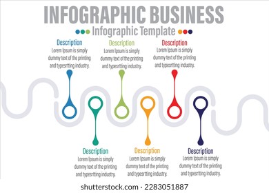 6 Steps or Six 6 option Vector infographic template business concept with options. Label circles for content, flowchart, diagram, steps, chart, workflow layout illustration,