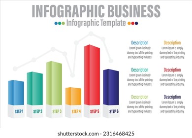 6 pasos o seis opciones Vector infografía creativa de la gráfica de barras de columnas con siete opciones. Moderna mesa de negocios de comparación aislada en un fondo transparente. Planeación de diseño con plantilla de diapositiva de datos
