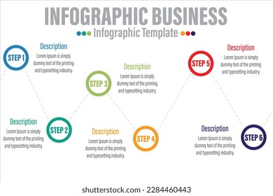  6 Steps, Six option,Infographic timeline,roadmap on grey background. Creative business data visualization.