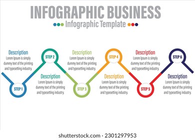 6 pasos, opción Seis,Escala de tiempo infográfica,Hoja de ruta en fondo gris. Visualización creativa de datos empresariales.