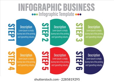 6 Steps, Six 6 Options infographics template. Infographics for business presentations or information banner.