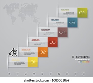 
6 Steps Staircase Infographic Element For Presentation. EPS 10.