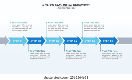 6 Steps Timeline Infographic on a 16:9 Layout for Business Presentation, Poster, Banner and Booklet.