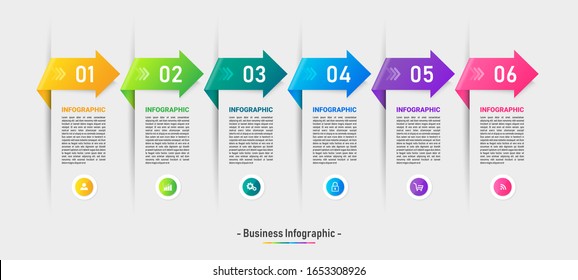 6 pasos Plantilla de diseño de infografías de línea de tiempo. Banner informativo moderno para empresas.ilustración vectorial.
