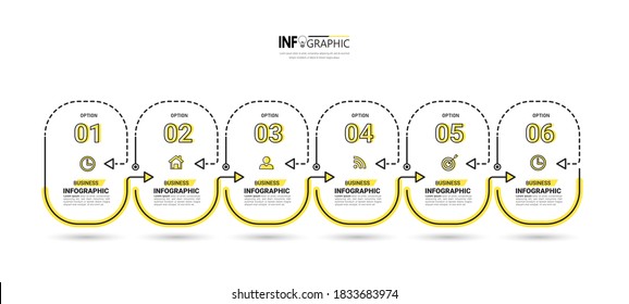 6 Steps Timeline Infographics design template. 