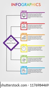 6 Steps Timeline. Modern Business Infographics. Label, Concept, Layout Vector Design