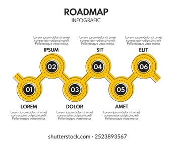 6 steps toafmap, process progress or timeline, road infografic vector template, week personal plan, successful business strategy