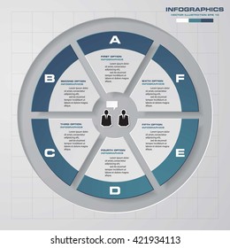 6 steps vector circle for infographic. Template for diagram. EPS10