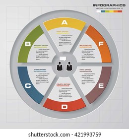 6 steps vector circle for infographic. Template for diagram. EPS10