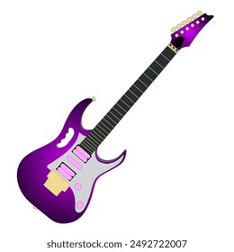 6 string electric guitar with purple gradien color. Flat vector illustration. 