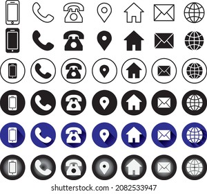 6 Style Contact information Icon in Vector Format , Full Editable 42 icons