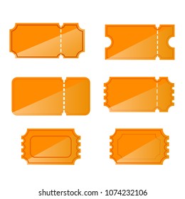 6 style flat icon orange ticket or coupon 