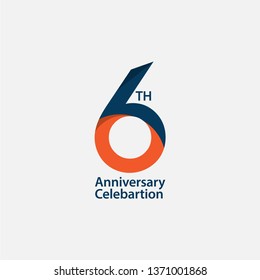 6 th Anniversary Celebration Vector Template Design Illustration