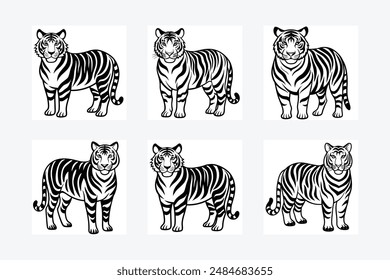 6 tiger icon vector illustrator