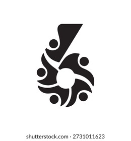 6 Zusammen-Union-Logo, Vektor, weißer Hintergrund