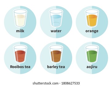 6 type Drinks. Illustrated set (in English)