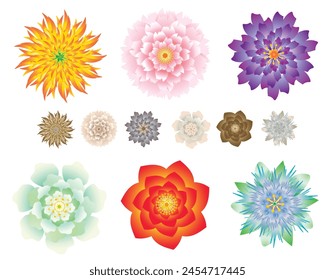 6 types of colorful flower texture illustrations.