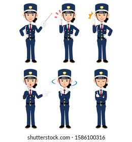 6 types of female guards' poses and gestures