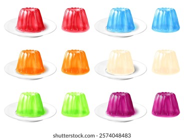 6 types of glossy and elastic jelly: strawberry, orange, melon, soda, grape, apple