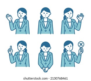 6 Types Poses Women Suits Stock Vector (Royalty Free) 2130768461