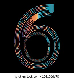 "6" Typographic Icon On Dark Background. Graphic Font For Your Design Background. Design Concept For Graphic, Banners, Presentations, Wallpaper, Reports. Vector Illustration.  Eps10