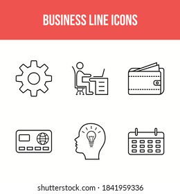 6 Unique Business Line vector icon set