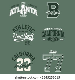 6 varsity graphic vector illustration for t-shirt, poster, hoodie etc