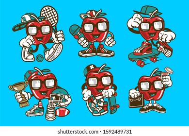 
6 Vector Apple Cartoon Character