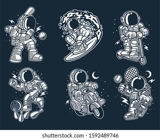 6 Vector Astronauts Cartoon Character