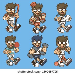 
6 Vector Bearded Hipster Cartoon Character