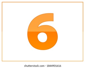 6 vector font, made of dark and light orange colors. For letter logo, brand label, creative poster and more. İsolated illustration with thin frame on white background
