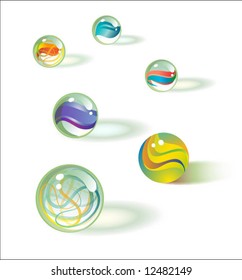 6 Vector Glass Marbles Set 1