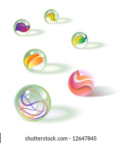 6 vector glass marbles set 3