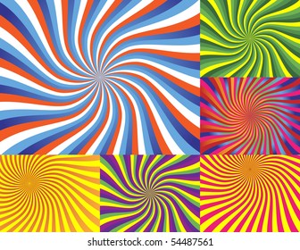 6 Vector Illustrations - Very Colorful Wave Backgrounds