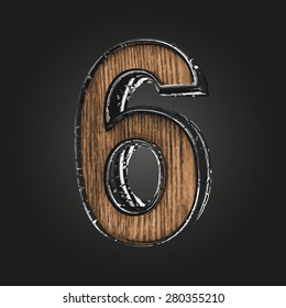 6 vector metal letter with wood