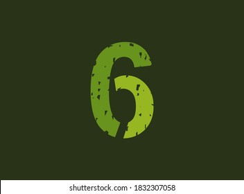 6 vector number made of grungy, grunge texture. Rubber stamp imprint style. For logo, brand label, poster, design elements etc.