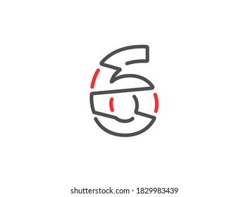 6 vector number. Modern trendy, creative style line design. For logo, brand label, design elements, corporate identity, application etc. İsolated vector illustration          