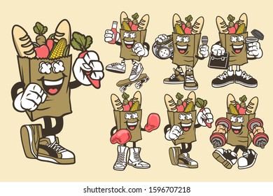 6 Vector Paper Bag Cartoon Character