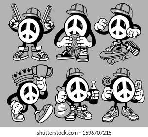 6 Vector Peace Cartoon Character