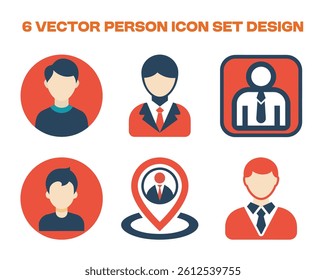 6 vector person icon bundle on white background