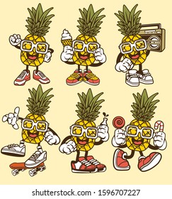 
6 Vector Pineapple Cartoon Character