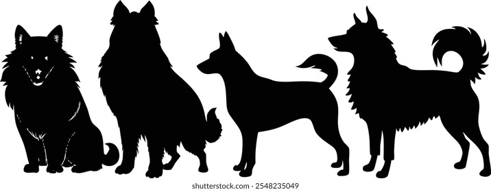 6 Silhueta de vetor Cães Logo Icon Set - Ilustrações Clipart Preto no Fundo Branco