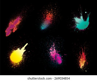 6 Vector Spray Paint Spatters