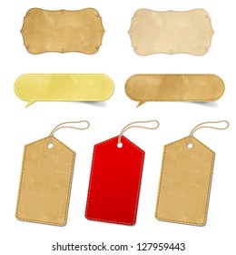 6 Vintage Labels With Gradient Mesh, Isolated On White Background, Vector Illustration