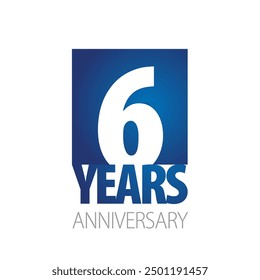 6 Year Anniversary blue white logo icon banner