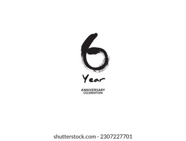 6 year anniversary celebration logotype on white background for poster, banner, flyer, invitations or greeting card, 6 number logo design, 6th Birthday invitation, anniversary vector template