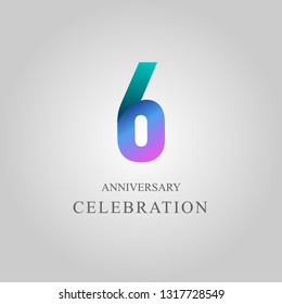 6 Year Anniversary Celebration Vector Template Design Illustration